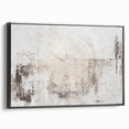 Framed canvas wall art showcasing an abstract design of colorful strokes and lines in black, perfect for modern decor. Side view emphasizes sleek framing and vibrant colors.