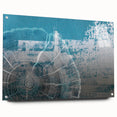 Abstract wall art featuring vibrant strokes and lines in an acrylic glass frame, showcasing a modern design suitable for contemporary decor. The artwork is elegantly displayed from a side view, highlighting its polished finish and included mounting pins, making it an eye-catching addition to any room.