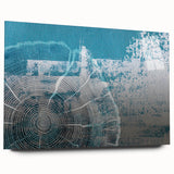 Abstract wall art print showcasing vibrant strokes and lines in a modern design, displayed in a sleek acrylic frame, emphasizing contemporary artistic expression.