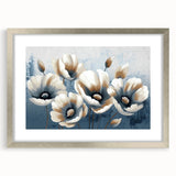 Abstract strokes and lines in a minimalist wall art design, framed in a silver mat, showcasing modern aesthetics for contemporary home decor. Perfect for enhancing living spaces with stylish simplicity.