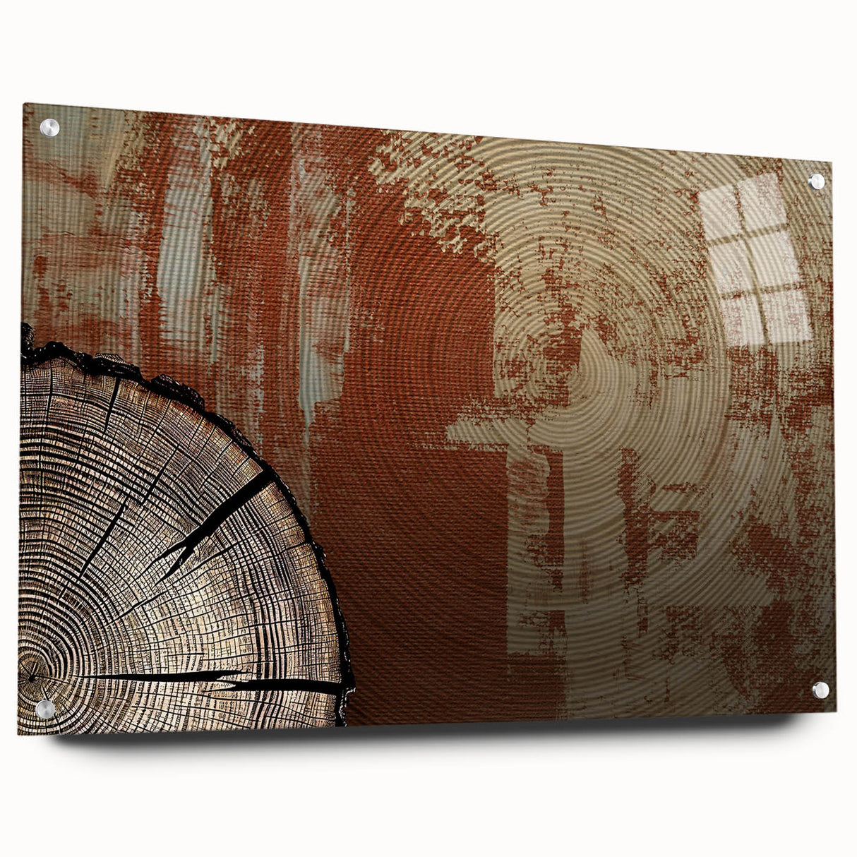 Abstract wall art featuring vibrant strokes and lines in bold colors, displayed in a side view with mounting pins, ideal for modern home decor.