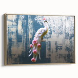 Framed canvas wall art featuring an abstract design of gold strokes and lines, showcasing modern elegance with a sleek side view, perfect for contemporary decor.