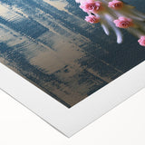 Abstract wall art design featuring vibrant strokes and lines in shades of blue, orange, and yellow, printed on rolled canvas for modern decor. Perfect for adding a contemporary touch to any living space.