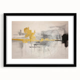 Abstract wall art featuring intricate strokes and lines in a modern design, framed with a black mat, ideal for contemporary home decor. Perfect for adding a stylish touch to living spaces.