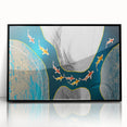 Framed abstract wall art featuring dynamic strokes and lines in black and white, designed to enhance modern decor, showcasing a sleek front view.