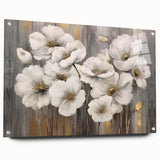 Abstract strokes and lines create a modern wall art design, featuring vibrant colors on acrylic glass, displayed from a side view with pins for hanging, perfect for contemporary decor.