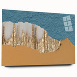 Abstract wall art featuring vibrant strokes and lines in various colors, displayed in a side view with an acrylic glass finish, enhancing its modern aesthetic.