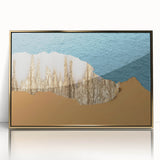 Framed acrylic wall art showcasing an abstract design with gold strokes and lines, creating a modern decorative piece ideal for contemporary interiors.