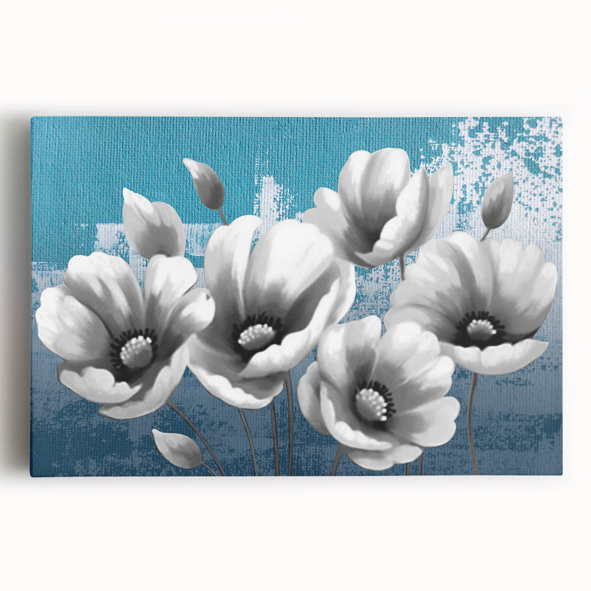 Vibrant abstract strokes and lines design on a stretched canvas wall art piece, showcasing a modern artistic flair with bold colors and fluid shapes, perfect for contemporary home decor.