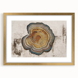 Abstract strokes and lines in soft pastel colors create a modern wall art design, framed with a gold border, perfect for contemporary home decor.