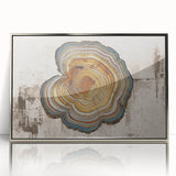 Framed wall art featuring an abstract design of colorful strokes and lines with a silver border, perfect for modern home decor. Ideal for enhancing any living space.