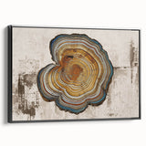 Framed canvas wall art showcasing an abstract design with dynamic strokes and lines in black, perfect for modern decor. Side view highlighting its sleek profile and elegant presentation.