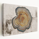 Stretched canvas wall art featuring an abstract design of vibrant strokes and lines in shades of blue, yellow, and red, ideal for modern home decor.