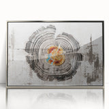 Framed wall art featuring abstract strokes and lines in silver tones, elegantly showcasing modern design with a sleek acrylic finish, perfect for contemporary decor.