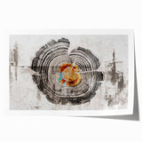 Abstract wall art print showcasing vibrant strokes and lines in shades of blue, orange, and yellow, ideal for modern home decor. Perfect for adding a pop of color and creativity to any living space.