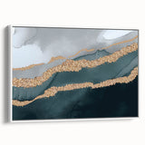 Framed canvas wall art showcasing an abstract design with strokes and lines in soft pastel colors, set against a white background, perfect for modern decor.