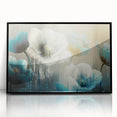 Framed black acrylic wall art showcasing an abstract design of colorful strokes and lines, perfect for modern decor in living spaces or offices.