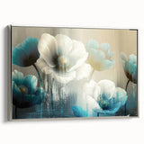 Framed canvas wall art showcasing an abstract design with silver strokes and lines, ideal for modern decor, emphasizing elegance and sophistication in home interiors.