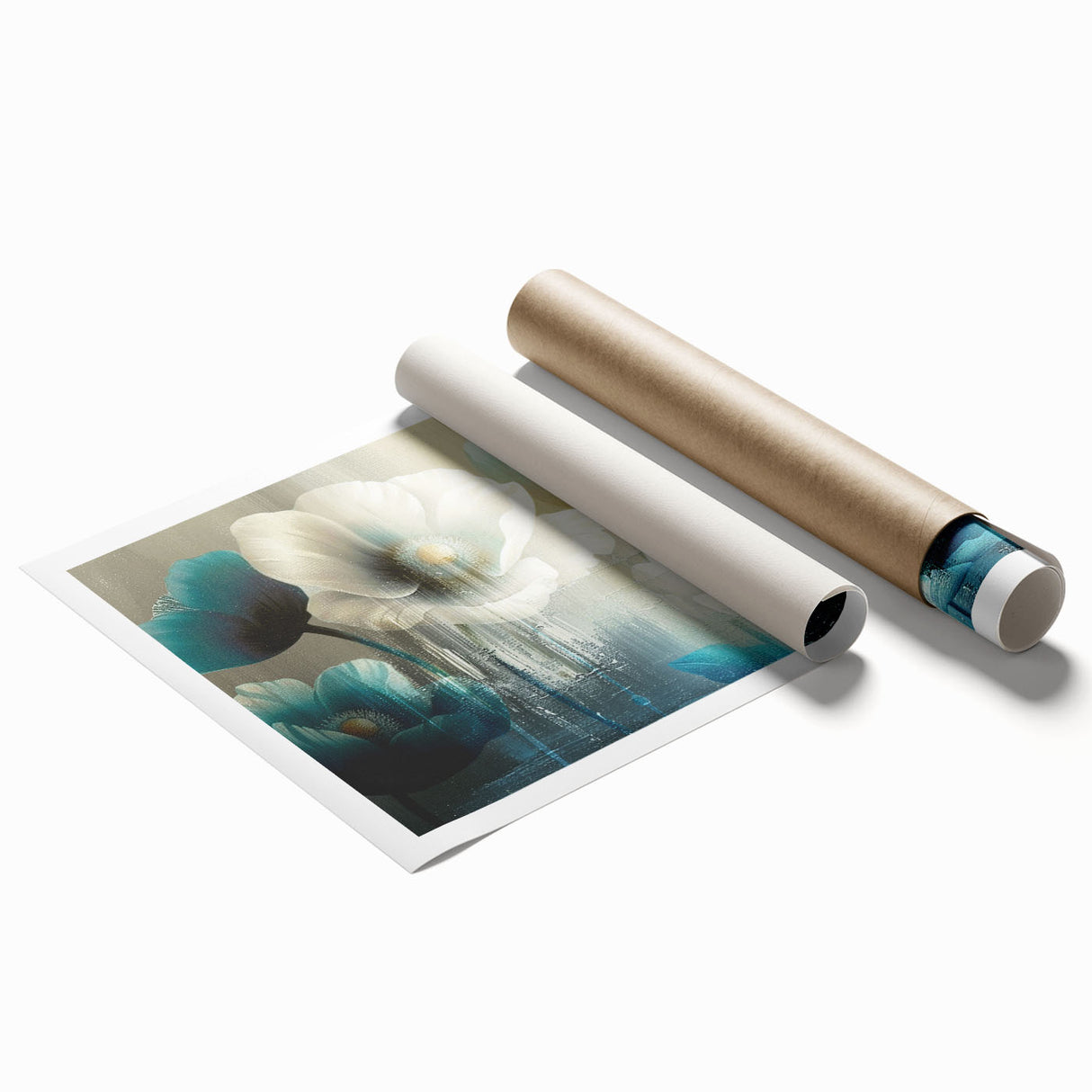 Abstract strokes and lines in vibrant colors create a modern wall art design, perfect for contemporary decor. This rolled print showcases a dynamic composition, enhancing any living space with a touch of artistic flair.