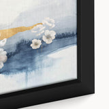 Close-up view of an abstract strokes and lines design on framed canvas wall art, showcasing vibrant colors and intricate patterns, perfect for modern decor.