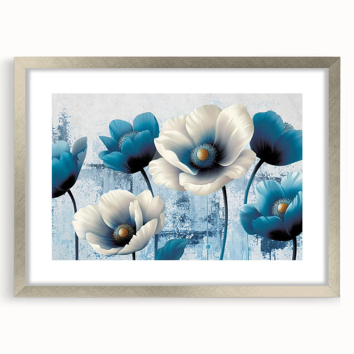Abstract wall art featuring dynamic strokes and lines in a silver frame, showcasing a modern design that enhances contemporary home decor.