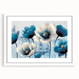 Abstract strokes and lines design wall art print featuring a white frame with matting, ideal for modern decor. The artwork showcases a blend of muted colors, adding a contemporary aesthetic to any room.