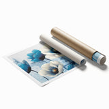 Abstract wall art print showcasing vibrant strokes and lines in bold colors, rolled and ready for framing, perfect for modern home decor.