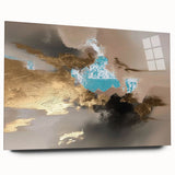Abstract wall art featuring colorful strokes and lines, designed for modern decor, displayed in a sleek acrylic frame showcasing vibrant colors and artistic flair.