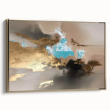 Framed canvas wall art showcasing an abstract design of gold strokes and lines, adding a modern touch to any decor. Ideal for contemporary interiors.