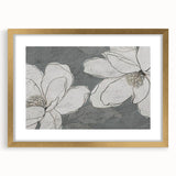 Abstract wall art featuring a design of colorful strokes and lines, framed in gold with a white mat border, showcasing modern decor perfect for contemporary interiors.