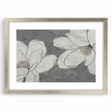 Abstract wall art featuring dynamic strokes and lines in a modern design, framed with a sleek silver mat, perfect for contemporary home decor.