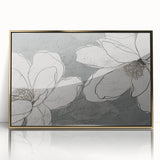 Framed wall art showcasing an abstract design with gold strokes and lines, perfect for modern decor. The piece adds a touch of elegance to any interior space.