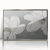 Framed acrylic wall art featuring an abstract design of strokes and lines in silver tones, perfect for modern decor. Ideal for enhancing contemporary interiors.