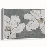 Framed canvas wall art showcasing an abstract design of colorful strokes and lines, presented in a sleek white frame. Perfect for modern home decor.