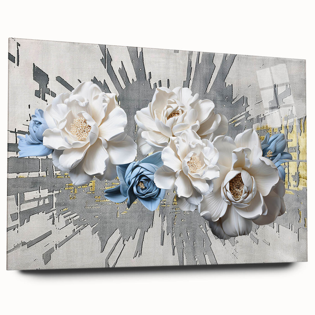 Abstract strokes and lines design wall art in acrylic glass, showcasing vibrant colors and a contemporary aesthetic. Perfect for modern home decor.