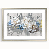 Abstract strokes and lines design wall art framed with a silver mat, showcasing a modern aesthetic perfect for contemporary home decor.