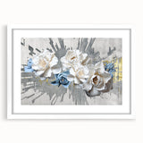 Abstract strokes and lines wall art design in a white frame with a mat, showcasing a modern aesthetic. Ideal for contemporary home decor and art enthusiasts.