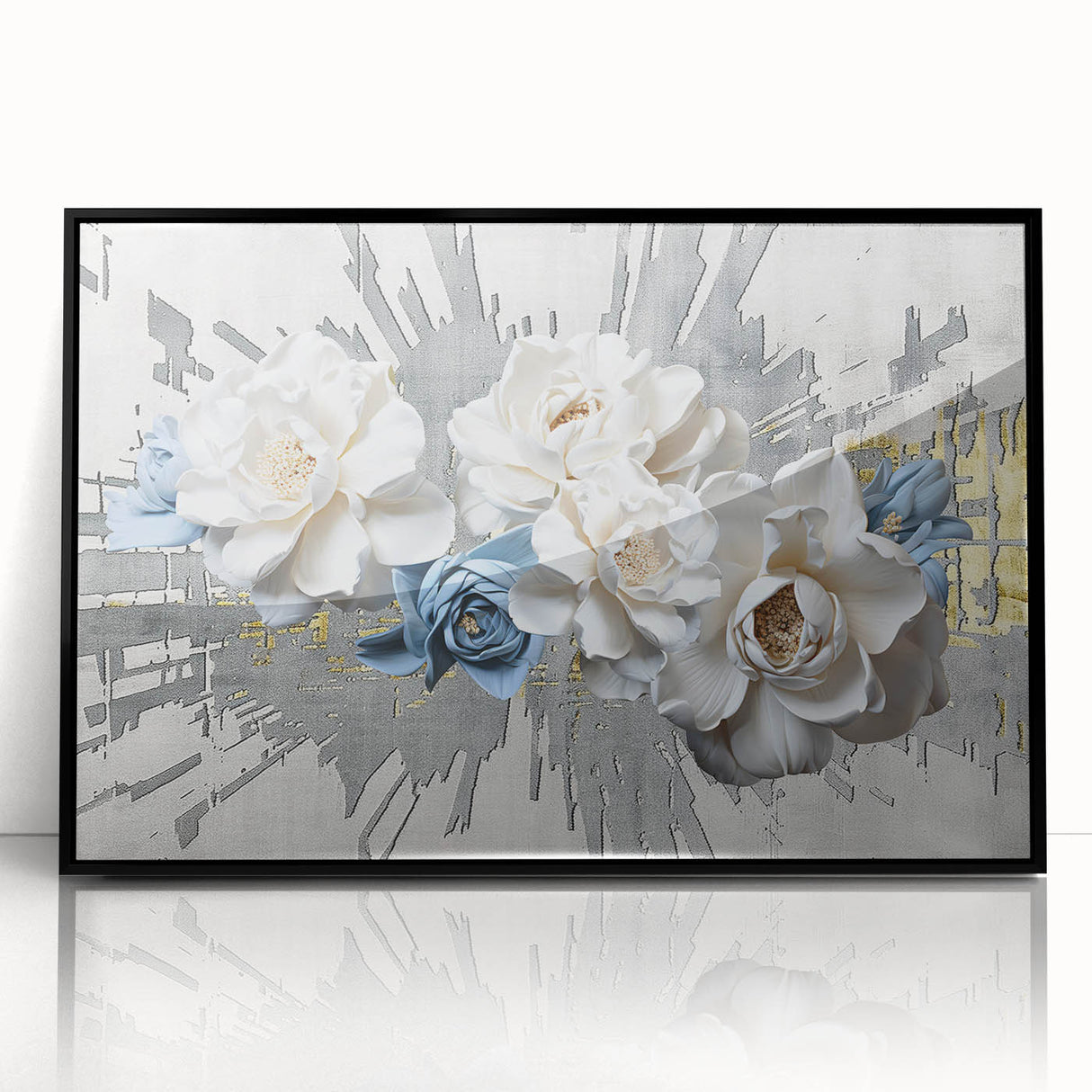 Framed abstract wall art featuring dynamic strokes and lines in black and white, designed to enhance modern interiors with a minimalist aesthetic.