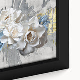 Framed canvas artwork showcasing a vibrant abstract design with colorful strokes and lines, perfect for modern home decor. Close-up reveals texture and detail, enhancing visual appeal.
