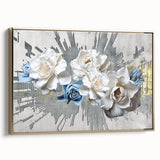 Framed canvas wall art showcasing an abstract design with gold and black strokes, ideal for modern decor. This piece adds elegance to any living space.