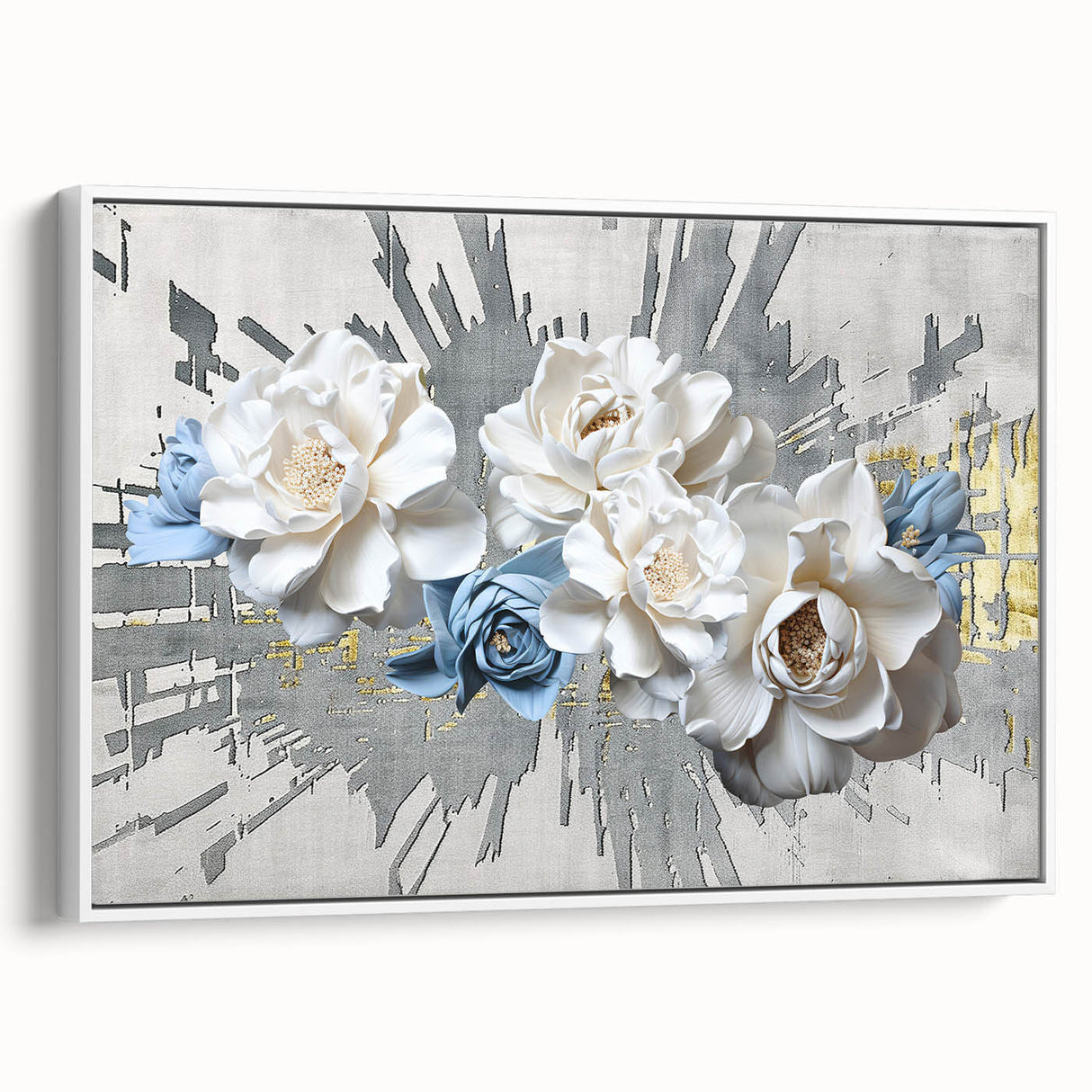 Framed wall art featuring an abstract design of colorful strokes and lines on a white background, showcasing a modern aesthetic ideal for contemporary home decor.