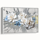 Framed wall art featuring an abstract design of colorful strokes and lines on a white background, showcasing a modern aesthetic ideal for contemporary home decor.