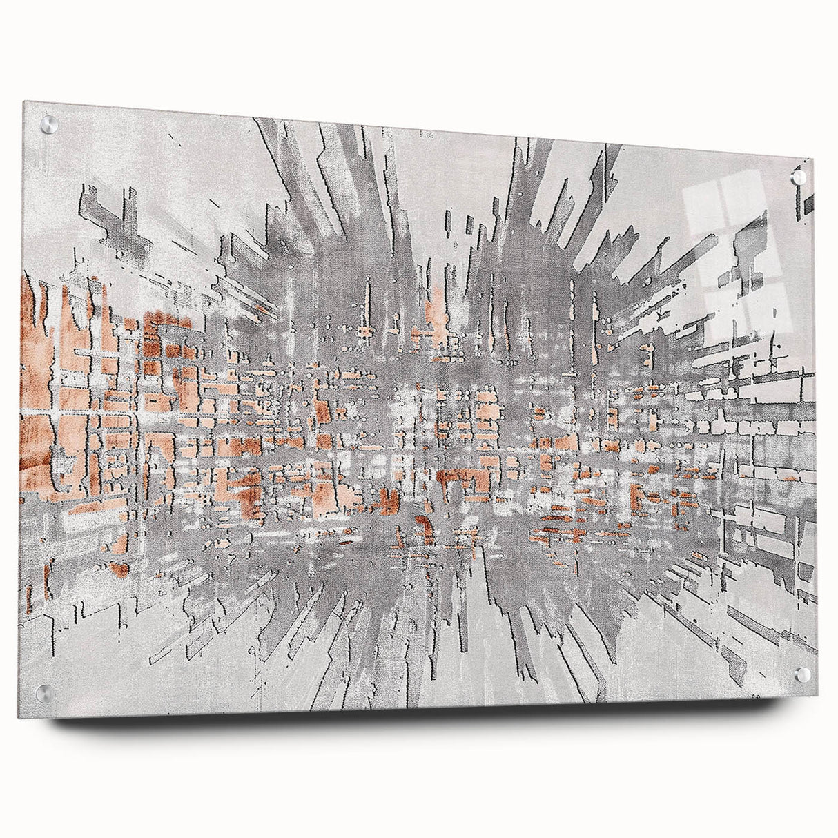 Abstract strokes and lines design wall art collection displayed in acrylic glass, showcasing vibrant colors and modern aesthetics, perfect for contemporary decor.