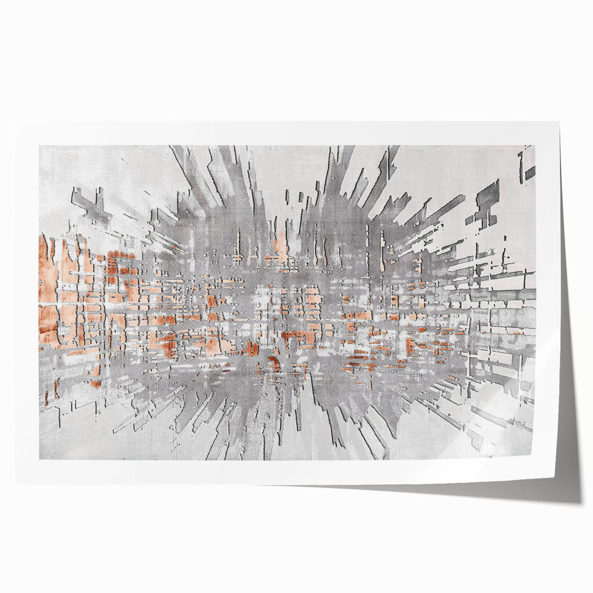 Abstract wall art print featuring vibrant strokes and lines in a modern design, rolled for easy display, showcasing a blend of colors and dynamic patterns.
