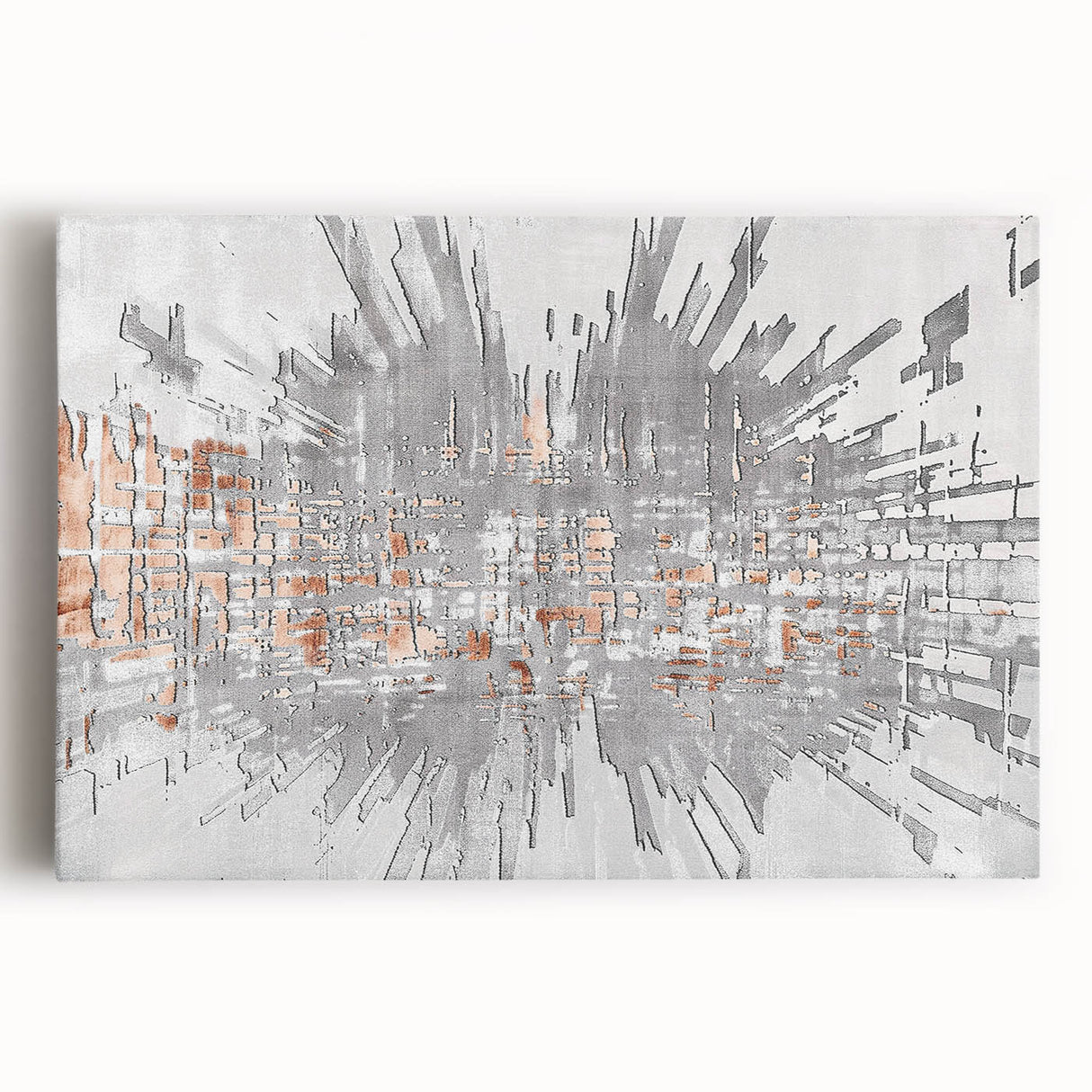Abstract wall art featuring colorful strokes and lines on a stretched canvas, designed to enhance modern decor with vibrant hues and dynamic patterns. Perfect for contemporary living spaces.