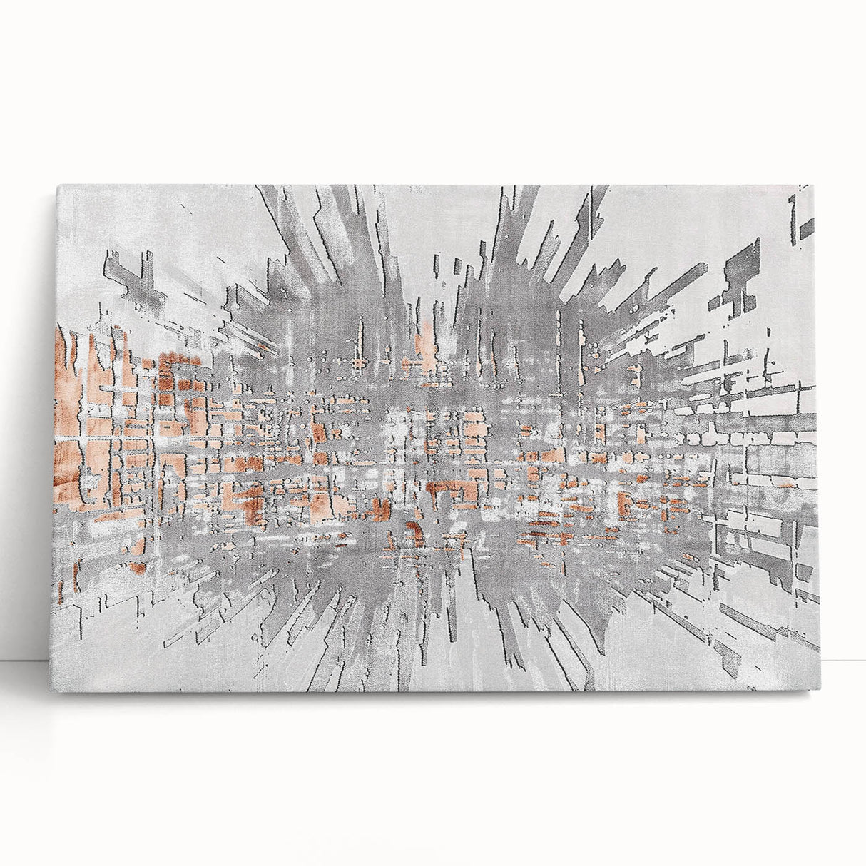 Abstract strokes and lines design on stretched canvas, showcasing vibrant colors and dynamic shapes, ideal for modern home decor. This wall art collection adds an artistic flair to any room, enhancing the aesthetic appeal with its contemporary style.
