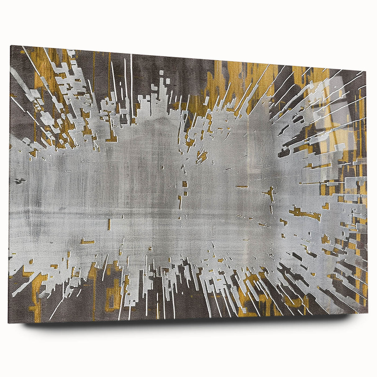 Abstract strokes and lines design in vibrant colors adorn this acrylic glass wall art piece, showcasing a modern aesthetic perfect for contemporary decor.