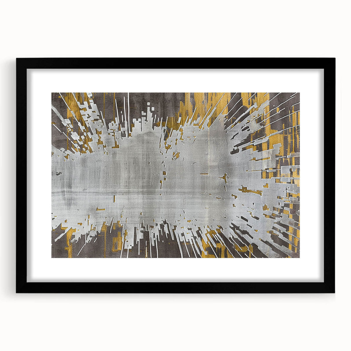 Abstract wall art featuring dynamic strokes and lines in a modern design, framed with a black matte finish, perfect for enhancing contemporary home decor.