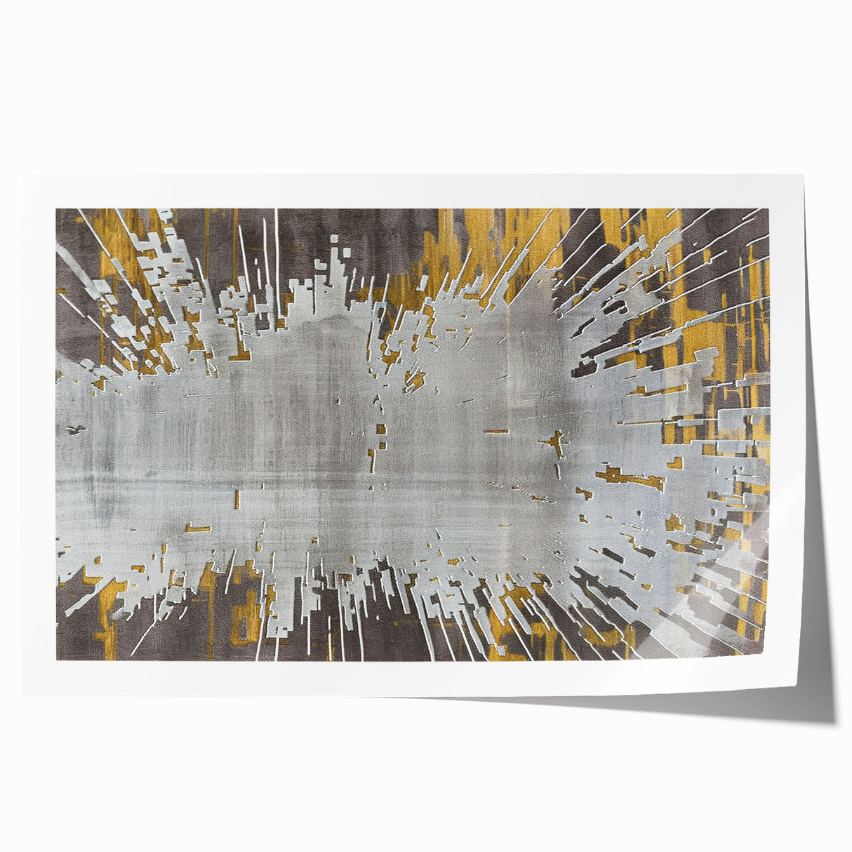 Abstract wall art print showcasing vibrant strokes and lines in shades of blue, orange, and yellow, perfect for modern home decor. Ideal for adding a pop of color to any space.