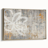 Framed canvas wall art showcasing an abstract design of gold strokes and lines, elegantly displayed from a side view, perfect for modern home decor.